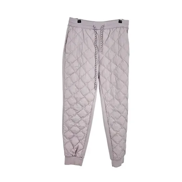ATHLETA Apres Ski Down Jogger Pants Purple Quilted Pockets Pull On Lined Size 8 - Picture 2 of 7